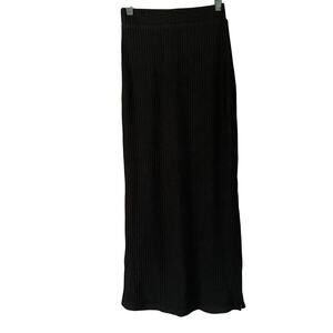 OGL High Waisted Split Hem Midi Skirt Rib Knit Black Size XS NEW